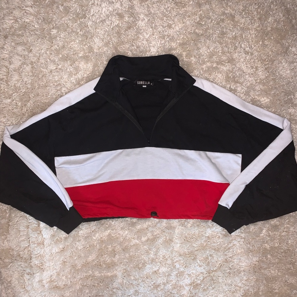 Reworked Hand-Made Cropped Quarter Zip Pullover